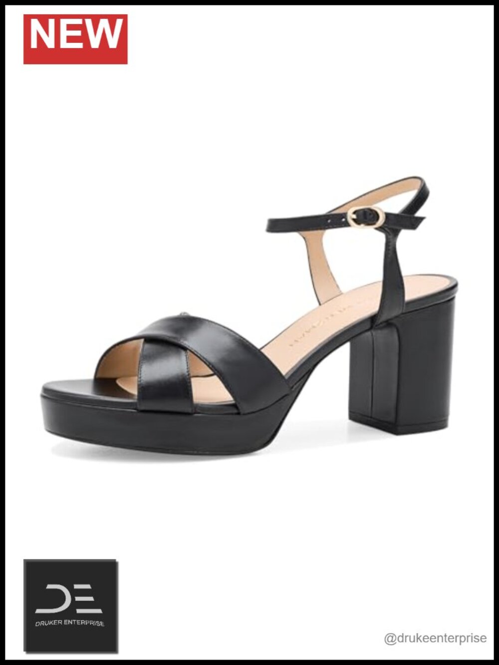 Platform Heeled Sandals Adjustable Ankle Strap Leather Insole Women's